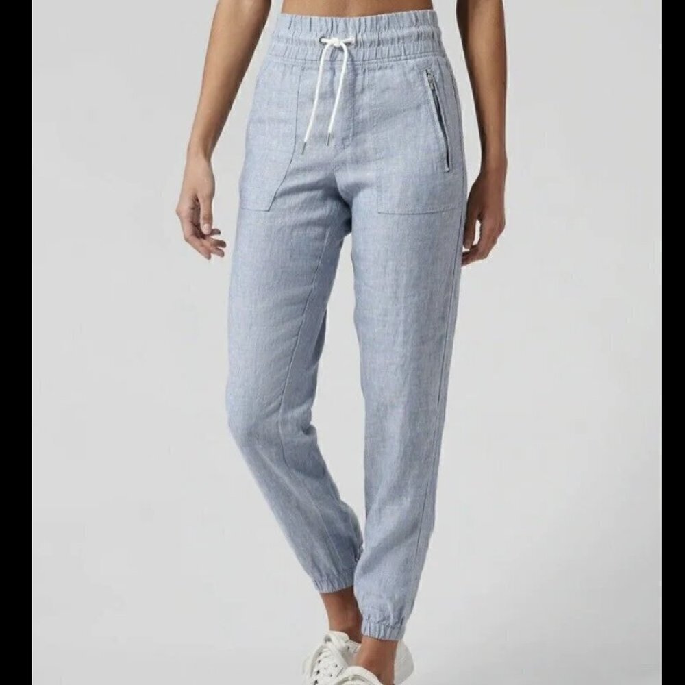 Athleta blue Cabo Linen joggers size 4